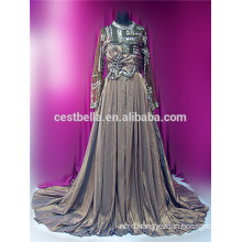 Latest design top quality China factory custom muslim Grey bridal wedding dress